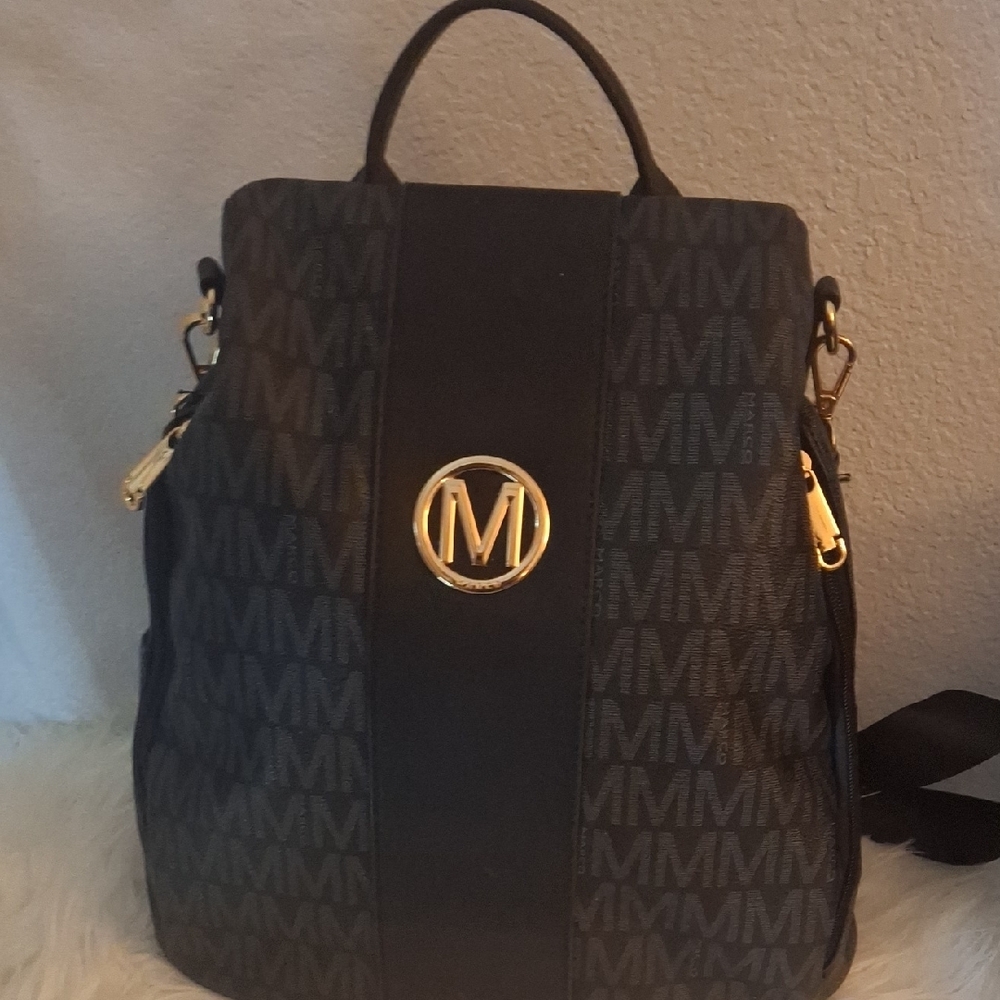 Black and Gold Monogram Backpack